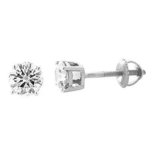 15 Carats Round Natural Earth Mined Diamond Women Stud Earring White Gold 14K GB Earrings 15 Carats Round Natural Earth Mined Diamond Women Stud Earring White Gold 14K GB Earrings