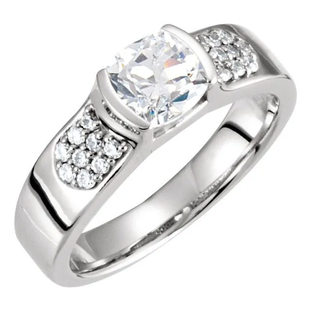 185 Carat Cushion Natural Earth Mined Diamond Ring With Accents White Gold 14K GB Rings