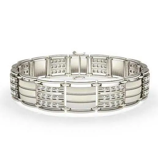 14K White Gold 3 Carats Brilliant Cut Natural Earth Mined Diamonds Mens Bracelet New GB Bracelets 14K White Gold 3 Carats Brilliant Cut Natural Earth Mined Diamonds Mens Bracelet New GB Bracelets