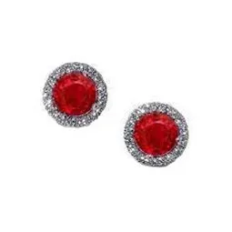 245 Ct Red Ruby Natural Earth Mined Diamond Stud Halo Earring White Gold 14K GB Earrings 245 Ct Red Ruby Natural Earth Mined Diamond Stud Halo Earring White Gold 14K GB Earrings