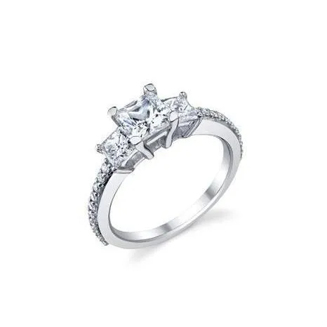 2 Ct Princess And Round Cut Natural Earth Mined Diamonds Engagement Ring 14K White Gold GB Rings 2 Ct Princess And Round Cut Natural Earth Mined Diamonds Engagement Ring 14K White Gold GB Rings