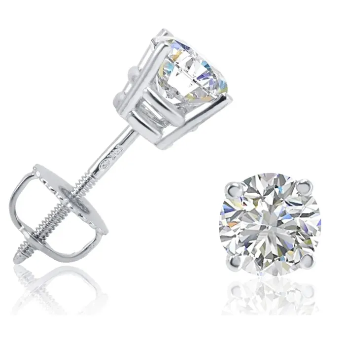 3 Carats Round Cut Genuine Natural Earth Mined Diamond Stud Earring White Gold 14K GB Earrings 3 Carats Round Cut Genuine Natural Earth Mined Diamond Stud Earring White Gold 14K GB Earrings