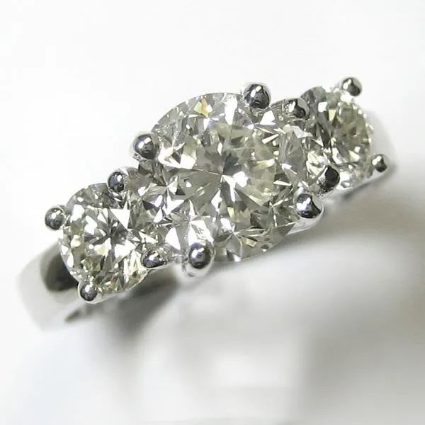 3 Stone Big Round Natural Earth Mined Diamond Ring Fine Jewelry 5 Carats 14K White Gold GB Rings