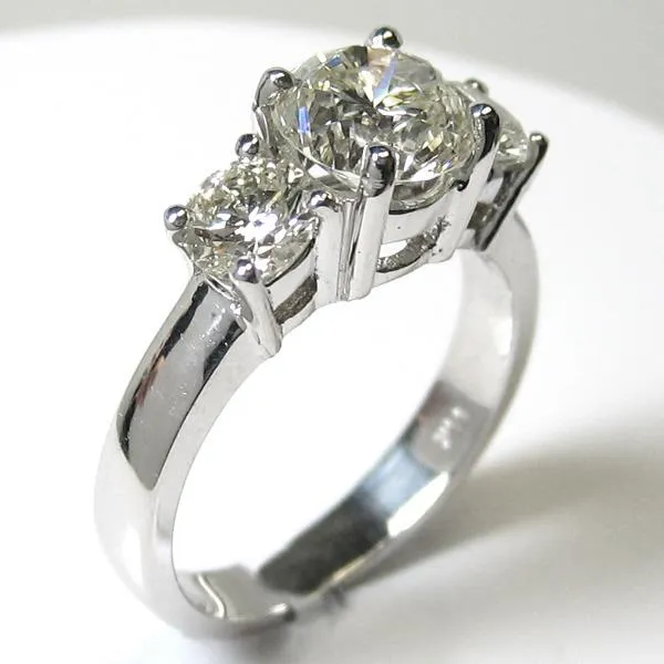 3 Stone Big Round Natural Earth Mined Diamond Ring Fine Jewelry 5 Carats 14K White Gold GB Rings