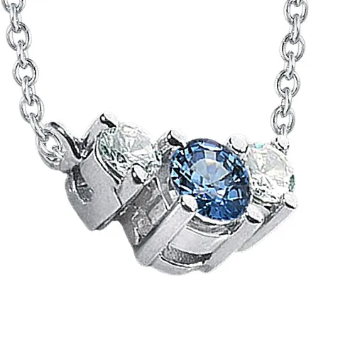 3 Stone Gemstone Pendant 145 Ct Blue Natural Earth Mined Diamonds 14K White Gold GB Necklaces 3 Stone Gemstone Pendant 145 Ct Blue Natural Earth Mined Diamonds 14K White Gold GB Necklaces