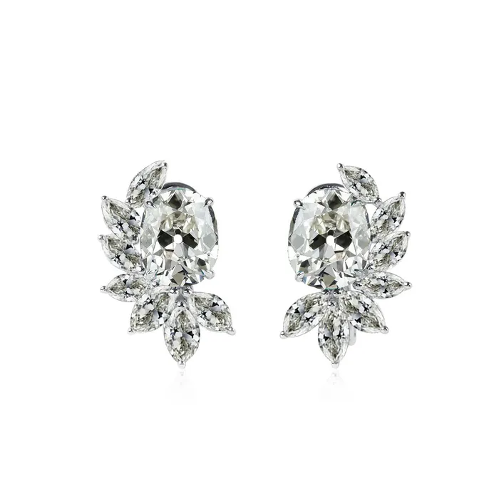 650 Carats Oval Marquise Old Mine Cut Real Diamond Stud Earrings HarryChadEntcom Earrings 650 Carats Oval Marquise Old Mine Cut Real Diamond Stud Earrings HarryChadEntcom Earrings
