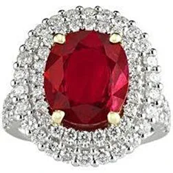 6 Ct Red Ruby With Natural Earth Mined Diamonds Ring Prong Set Gold 14K GB Rings 6 Ct Red Ruby With Natural Earth Mined Diamonds Ring Prong Set Gold 14K GB Rings