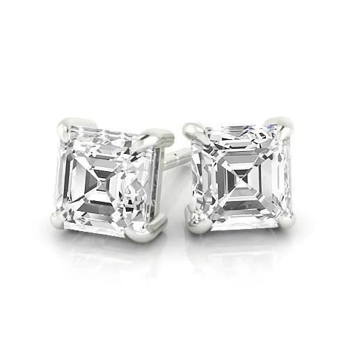 Asscher Cut 250 Carats Natural Earth Mined Diamonds Studs Earrings White Gold GB Earrings Asscher Cut 250 Carats Natural Earth Mined Diamonds Studs Earrings White Gold GB Earrings