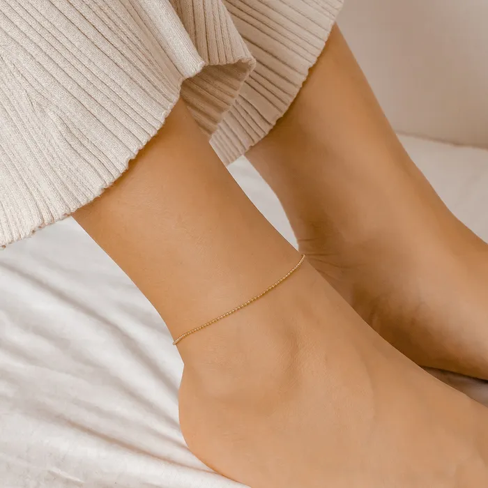 Bead Chain Anklet Gold Hey Happiness PreStyled Sets Bead Chain Anklet Gold Hey Happiness PreStyled Sets