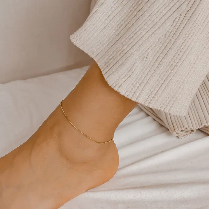 Bead Chain Anklet Gold Hey Happiness PreStyled Sets Bead Chain Anklet Gold Hey Happiness PreStyled Sets