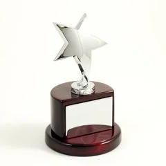 Bey Berk Earrings Silver Plated Star Trophy On Lacquered Rosewood Base Plate Bey Berk Earrings Silver Plated Star Trophy On Lacquered Rosewood Base Plate