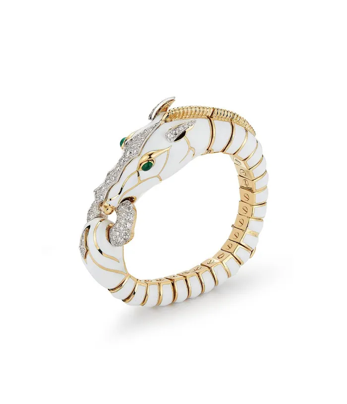 Bracelets David Webb Workshop Horse Bracelet White Enamel Bracelets David Webb Workshop Horse Bracelet White Enamel