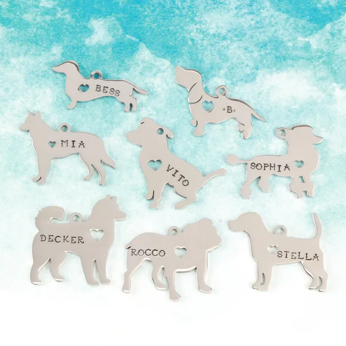 Bracelets ES Stainless Steel Labrador Dog with Heart Cutout and Top Loop 27mm 106 x 24mm 94 14 Gauge