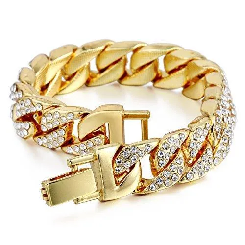 Bracelets GB 10ct Cuban Link Mens Natural Earth Mined Diamond Bracelet