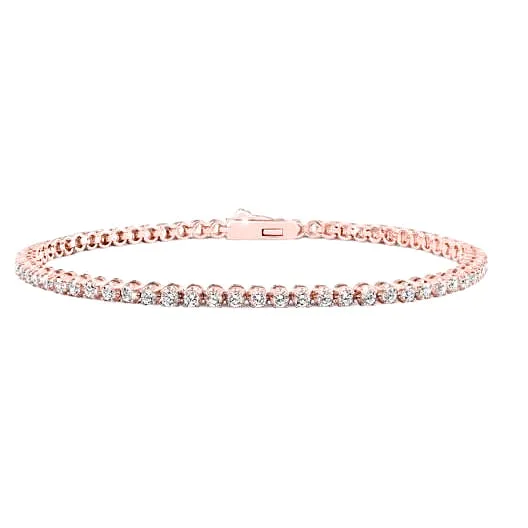 Bracelets GB 530 Round Natural Earth Mined Diamond Tennis Bracelet Rose Gold 14K New Bracelets GB 530 Round Natural Earth Mined Diamond Tennis Bracelet Rose Gold 14K New