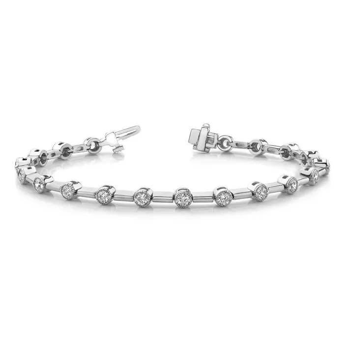 Bracelets GB 570 Carats Round Brilliant Cut Natural Earth Mined Diamond Link Bracelet White Gold 14K Bracelets GB 570 Carats Round Brilliant Cut Natural Earth Mined Diamond Link Bracelet White Gold 14K