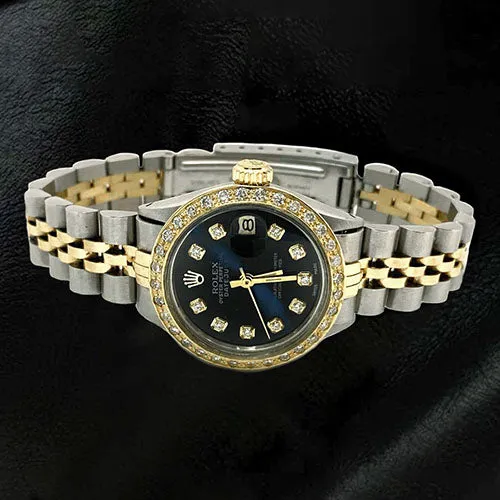 Bracelets GB Black Diamond Dial Ss Gold Bracelet Datejust Ladies Rolex Watch Bracelets GB Black Diamond Dial Ss Gold Bracelet Datejust Ladies Rolex Watch