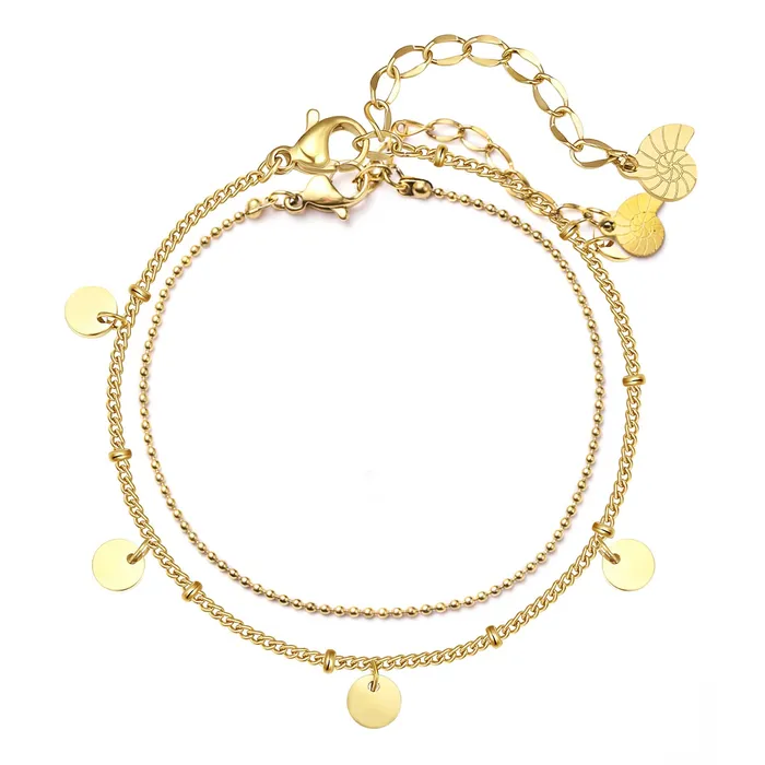 Bracelets Hey Happiness Coin and Bead Chain Bracelet Set