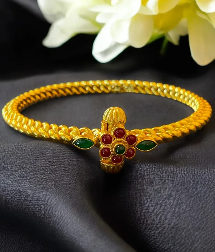 Bracelets Silversmith The Amuda Antique Silver Golusu Bracelet SingleRedGreen Size 2426