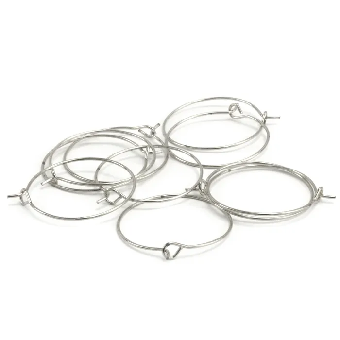 Charm Necklaces ES Wine Charm Rings Silver Color Pack of 20