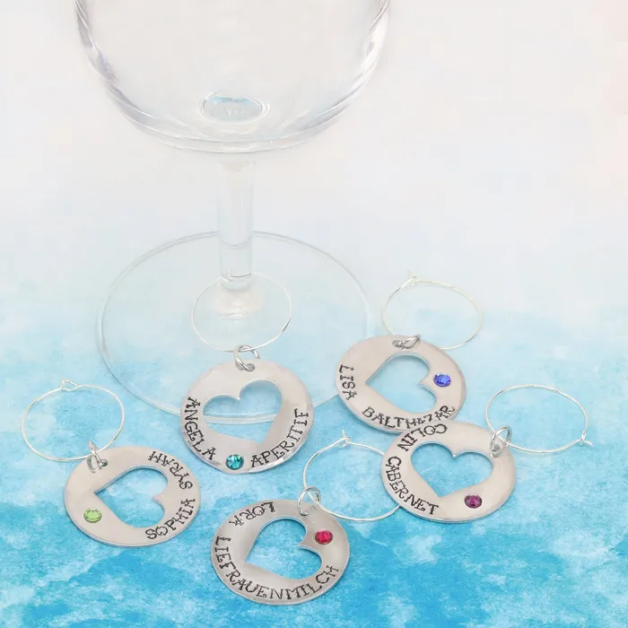 Charm Necklaces ES Wine Charm Rings Silver Color Pack of 20