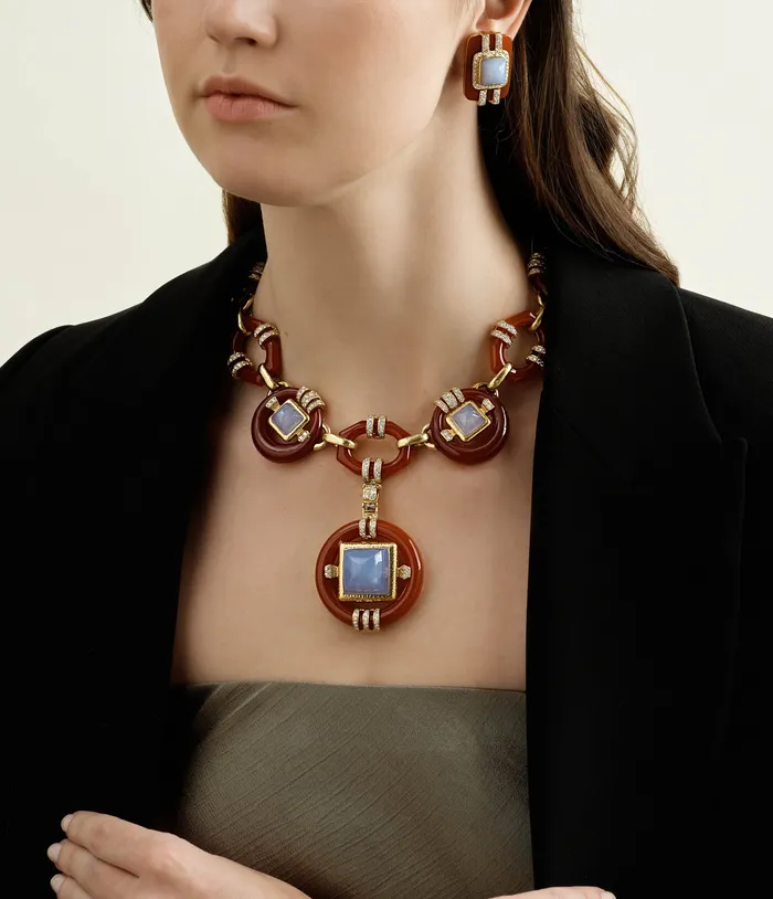 David Webb Necklaces Streamline Circular Link Necklace