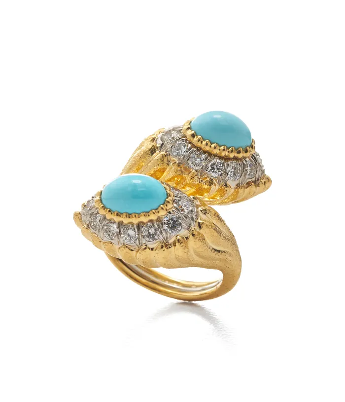 David Webb Rings Mount Olympus Crossover Ring Turquoise