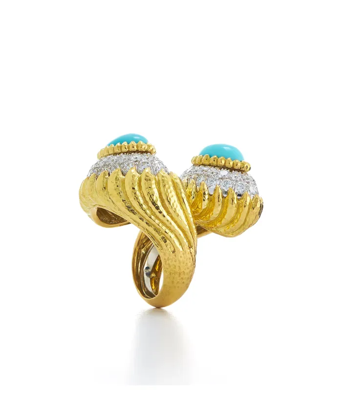 David Webb Rings Mount Olympus Crossover Ring Turquoise David Webb Rings Mount Olympus Crossover Ring Turquoise
