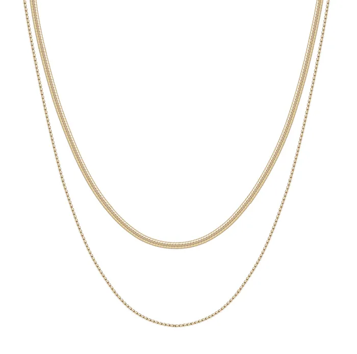 Delicate Layered Necklace Snake Chain Gold Hey Happiness Necklaces