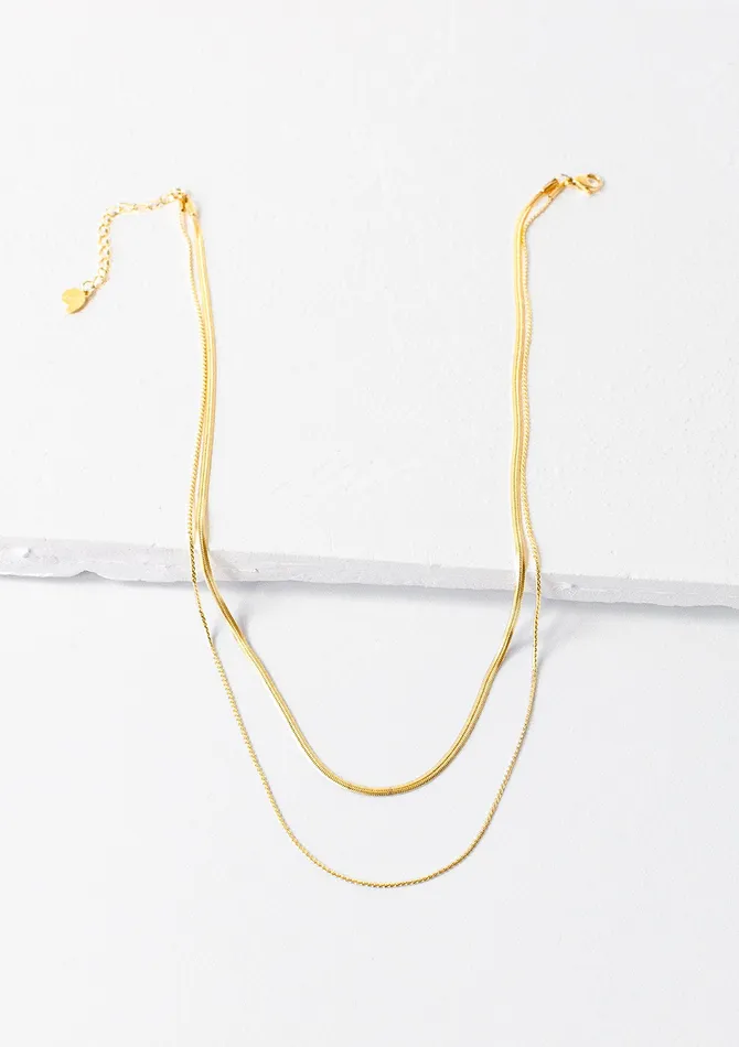 Delicate Layered Necklace Snake Chain Gold Hey Happiness Necklaces Delicate Layered Necklace Snake Chain Gold Hey Happiness Necklaces