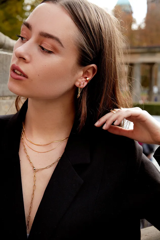 Delicate Layered Necklace Snake Chain Gold Hey Happiness Necklaces Delicate Layered Necklace Snake Chain Gold Hey Happiness Necklaces