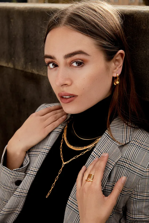 Delicate Layered Necklace Snake Chain Gold Hey Happiness Necklaces Delicate Layered Necklace Snake Chain Gold Hey Happiness Necklaces