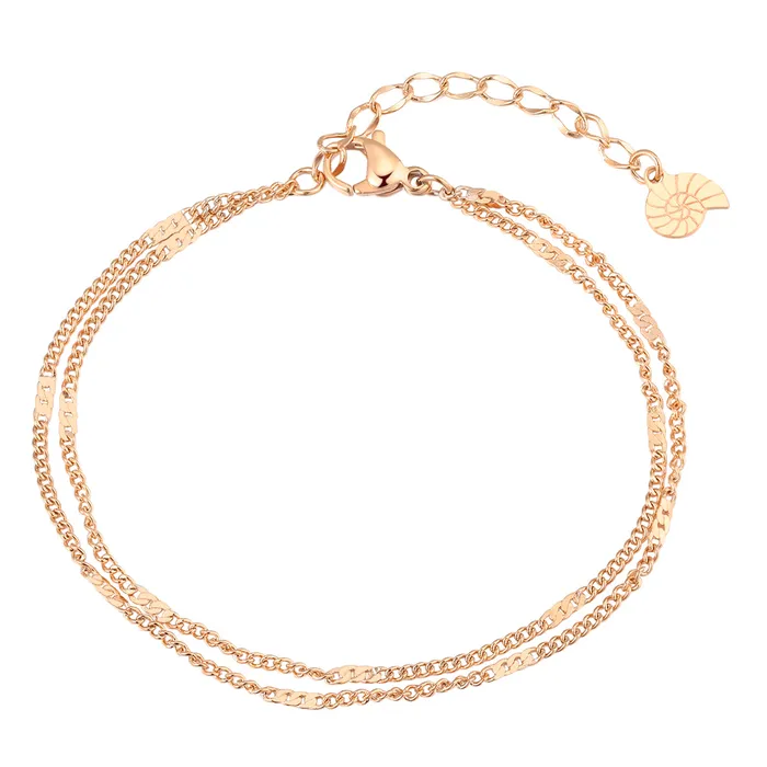 Double Curb Chain Bracelet Rose Gold Hey Happiness Bracelets