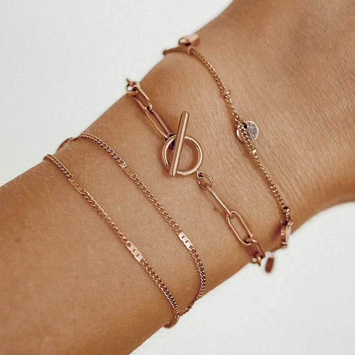 Double Curb Chain Bracelet Rose Gold Hey Happiness Bracelets Double Curb Chain Bracelet Rose Gold Hey Happiness Bracelets