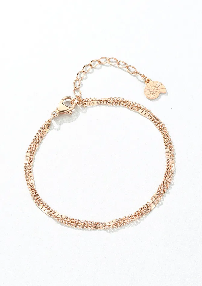 Double Curb Chain Bracelet Rose Gold Hey Happiness Bracelets Double Curb Chain Bracelet Rose Gold Hey Happiness Bracelets