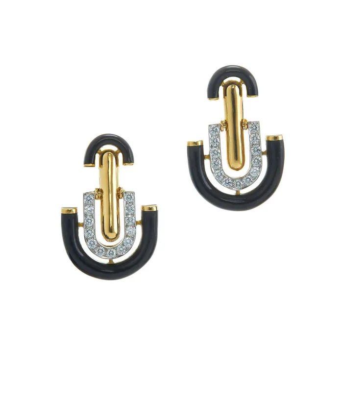 Earrings David Webb LLC Unity Earrings Black Enamel