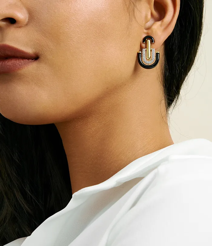 Earrings David Webb LLC Unity Earrings Black Enamel