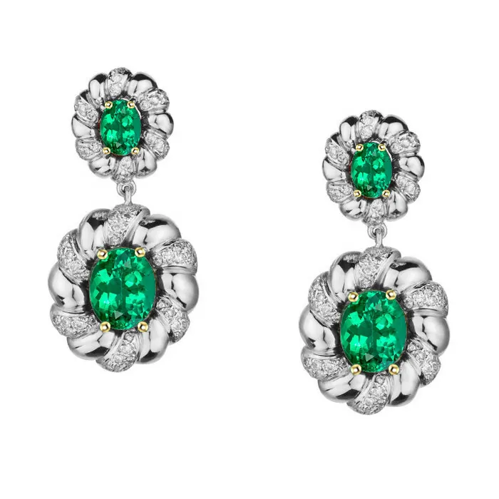 Earrings Flower Style Gemstone Drop Earrings Green Emerald With Diamonds Jewelry HarryChadEntcom Earrings Flower Style Gemstone Drop Earrings Green Emerald With Diamonds Jewelry HarryChadEntcom