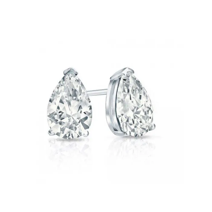 Earrings GB 250 Carats Pear Cut Sparkling Natural Earth Mined Diamonds Stud Earring White Gold 14K Earrings GB 250 Carats Pear Cut Sparkling Natural Earth Mined Diamonds Stud Earring White Gold 14K