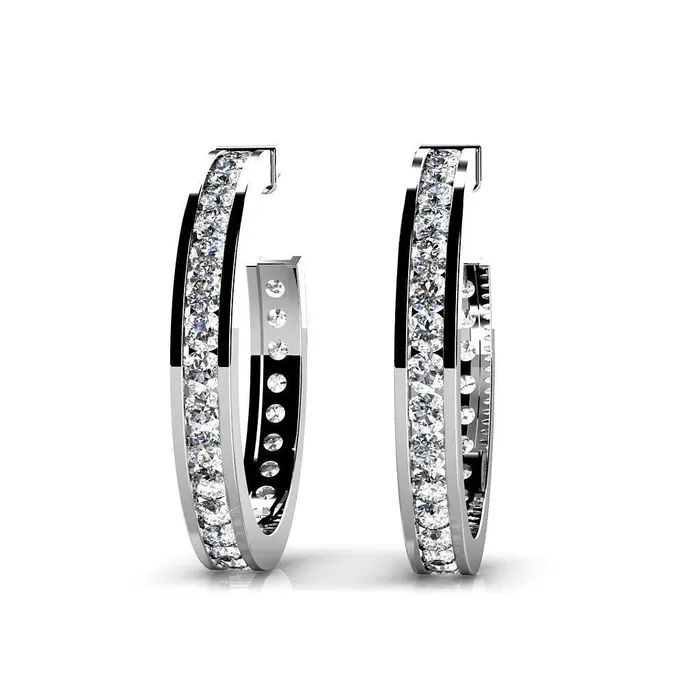 Earrings GB 350 Carats Brilliant Cut Real Natural Earth Mined Diamonds Hoop Earrings Gold White 14K Earrings GB 350 Carats Brilliant Cut Real Natural Earth Mined Diamonds Hoop Earrings Gold White 14K