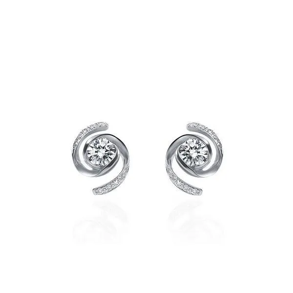 Earrings GB 3 Carats Circle Shape Stud Earrings Round Cut Natural Earth Mined Diamonds White Gold Earrings GB 3 Carats Circle Shape Stud Earrings Round Cut Natural Earth Mined Diamonds White Gold