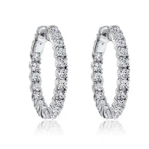 Earrings GB 450 Carats Round Cut Natural Earth Mined Diamonds Women Hoop Earrings White Gold 14K Earrings GB 450 Carats Round Cut Natural Earth Mined Diamonds Women Hoop Earrings White Gold 14K