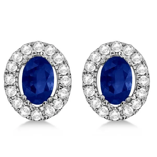Earrings GB 680 Carats Blue Sapphire And Natural Earth Mined Diamond Stud Earring Halo Earrings GB 680 Carats Blue Sapphire And Natural Earth Mined Diamond Stud Earring Halo