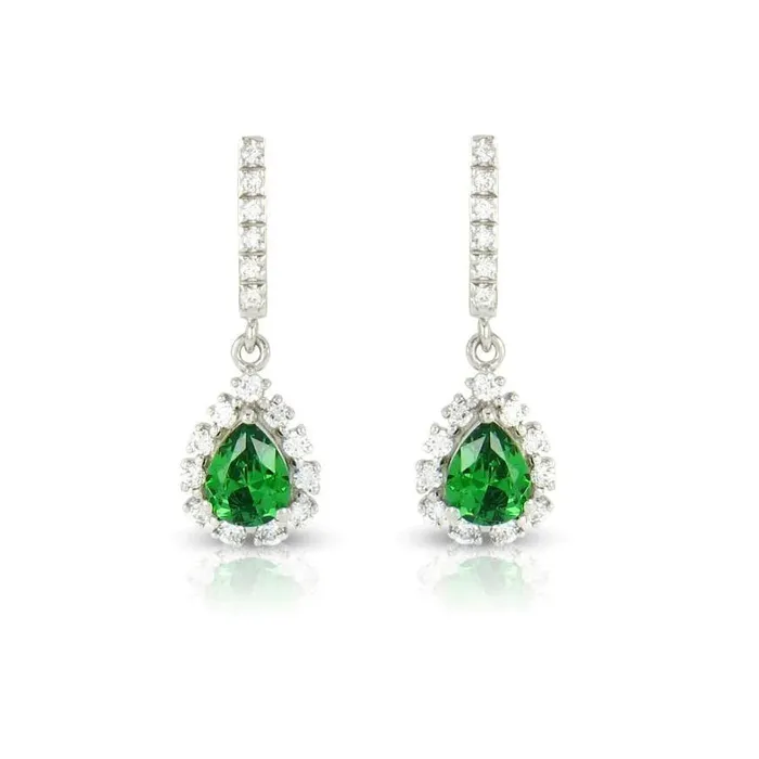 Earrings GB AAA Green Emerald With Vvs1 Natural Earth Mined Diamond Dangle Earrings 635 Ct White Gold 14K Earrings GB AAA Green Emerald With Vvs1 Natural Earth Mined Diamond Dangle Earrings 635 Ct White Gold 14K