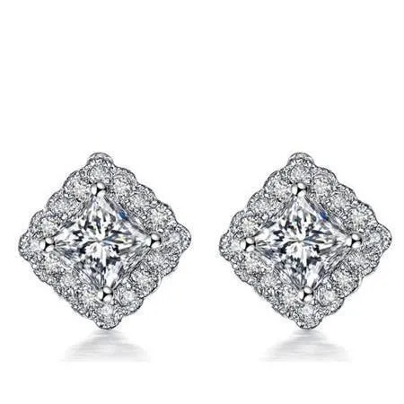 Earrings GB Princess Round Cut 232 Ct Natural Earth Mined Diamond Stud Earrings Halo White Gold 14K Earrings GB Princess Round Cut 232 Ct Natural Earth Mined Diamond Stud Earrings Halo White Gold 14K