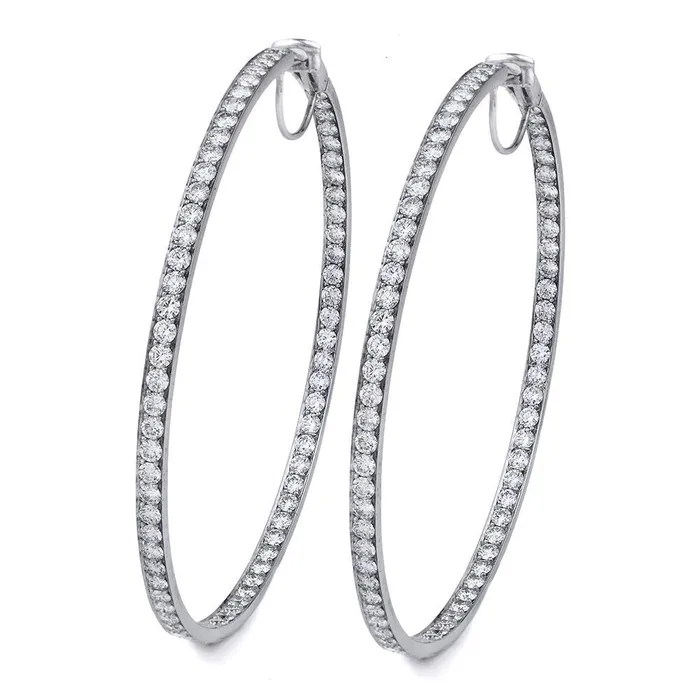 Earrings GB Round Cut 440 Carats Natural Earth Mined Diamonds Women Hoop Earrings Gold White 14K Earrings GB Round Cut 440 Carats Natural Earth Mined Diamonds Women Hoop Earrings Gold White 14K