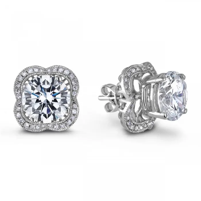 Earrings GB Round Halo Natural Earth Mined Diamond Stud Earring White Gold Lady Jewelry 232 Carats Earrings GB Round Halo Natural Earth Mined Diamond Stud Earring White Gold Lady Jewelry 232 Carats