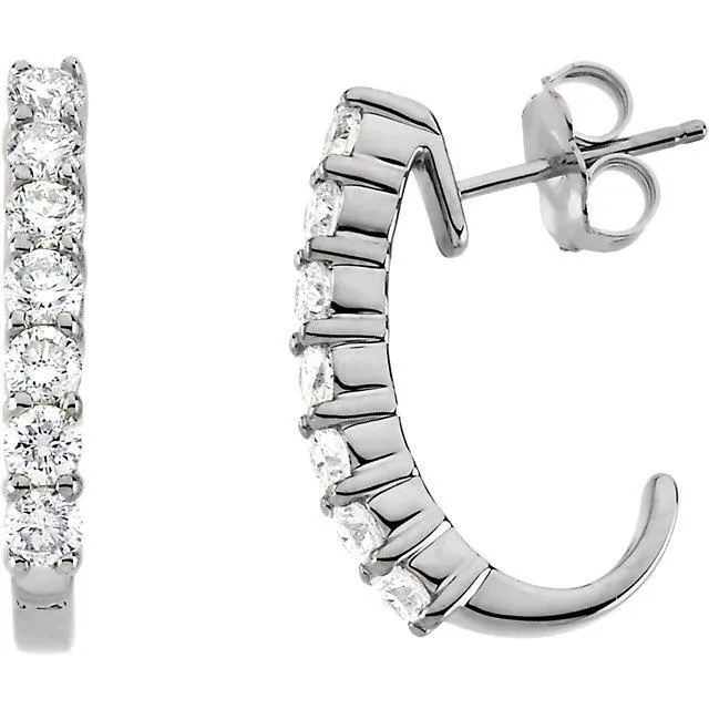 Earrings GB Round Natural Earth Mined Diamond Half Hoop Earrings