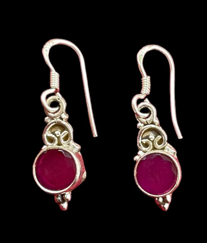 Earrings Gemstone The Nidra Silver Gemstone Earrings Red