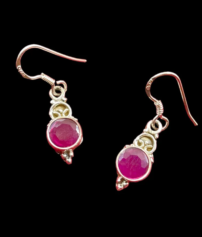 Earrings Gemstone The Nidra Silver Gemstone Earrings Red
